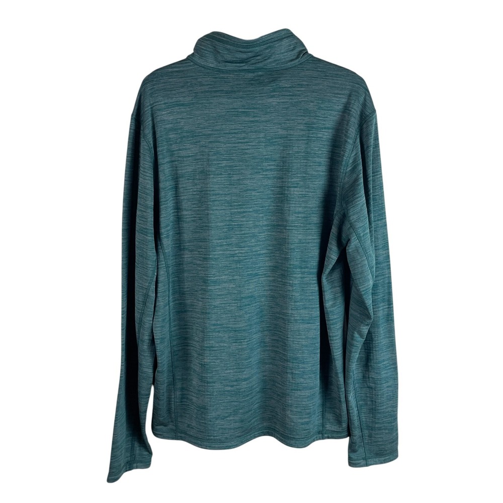 Landway 1/4 Zip Pullover Mens XL Teal Space Dye Grid Fleece Athletic Top - Picture 3 of 5